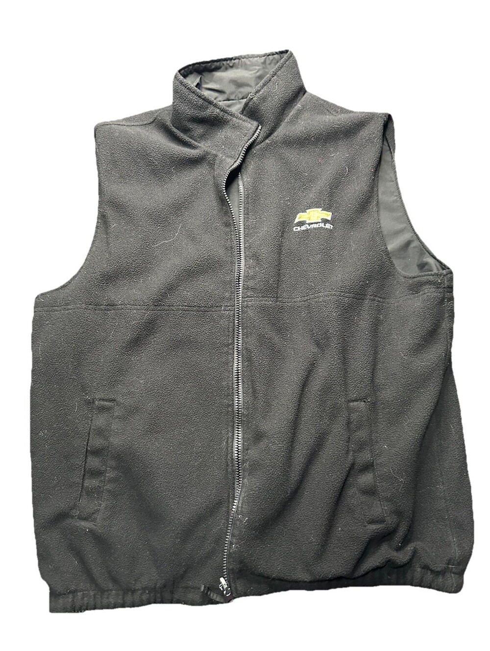 Chevrolet Reversible Vest Mens L Fleece Nylon Full Zip Black Workwear